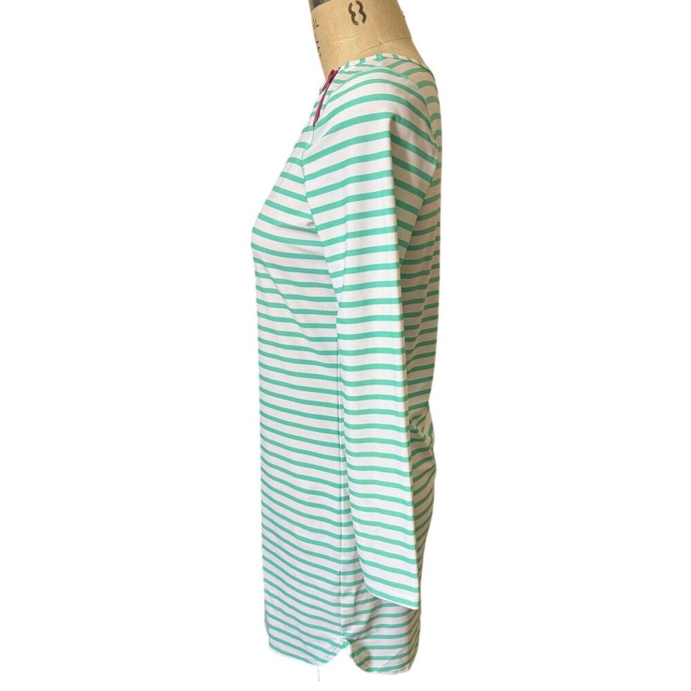 Cabana Life Shift Dress UPF 50+ Green Stripe Zipper Cover Up Size Small - Picture 2 of 6